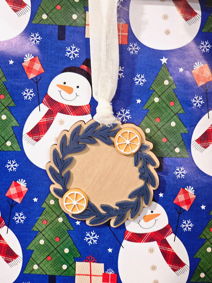 Yuletide Wreath and Berries - Wood and Acrylic Ornament