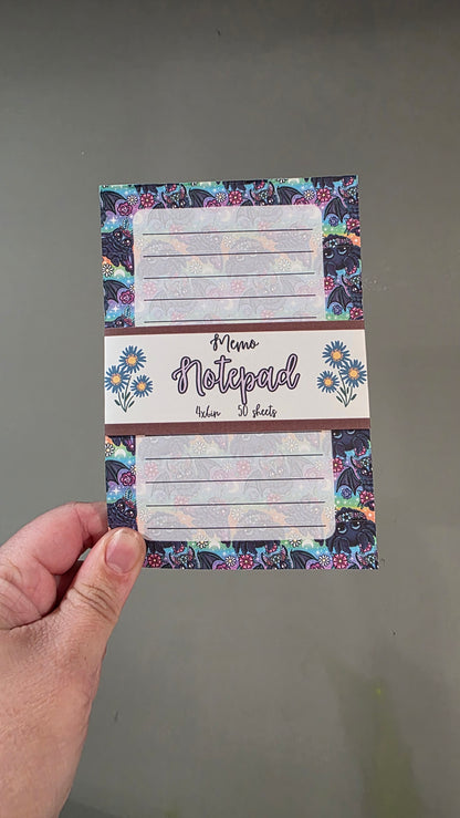 Rainbow Cutesy Bats and Spiders Memo Notepad