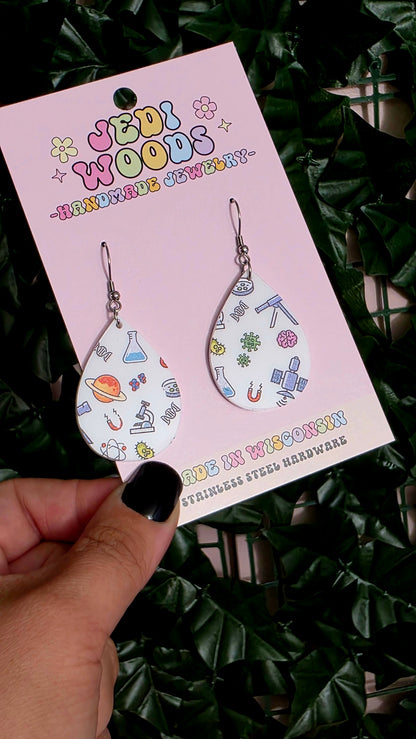 Science Is Cool Teardrop Style Earrings