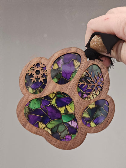 Mardi Gras Paw Print Ornament / Sun Catcher