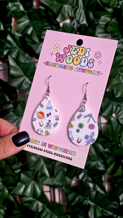 Science Is Cool Teardrop Style Earrings