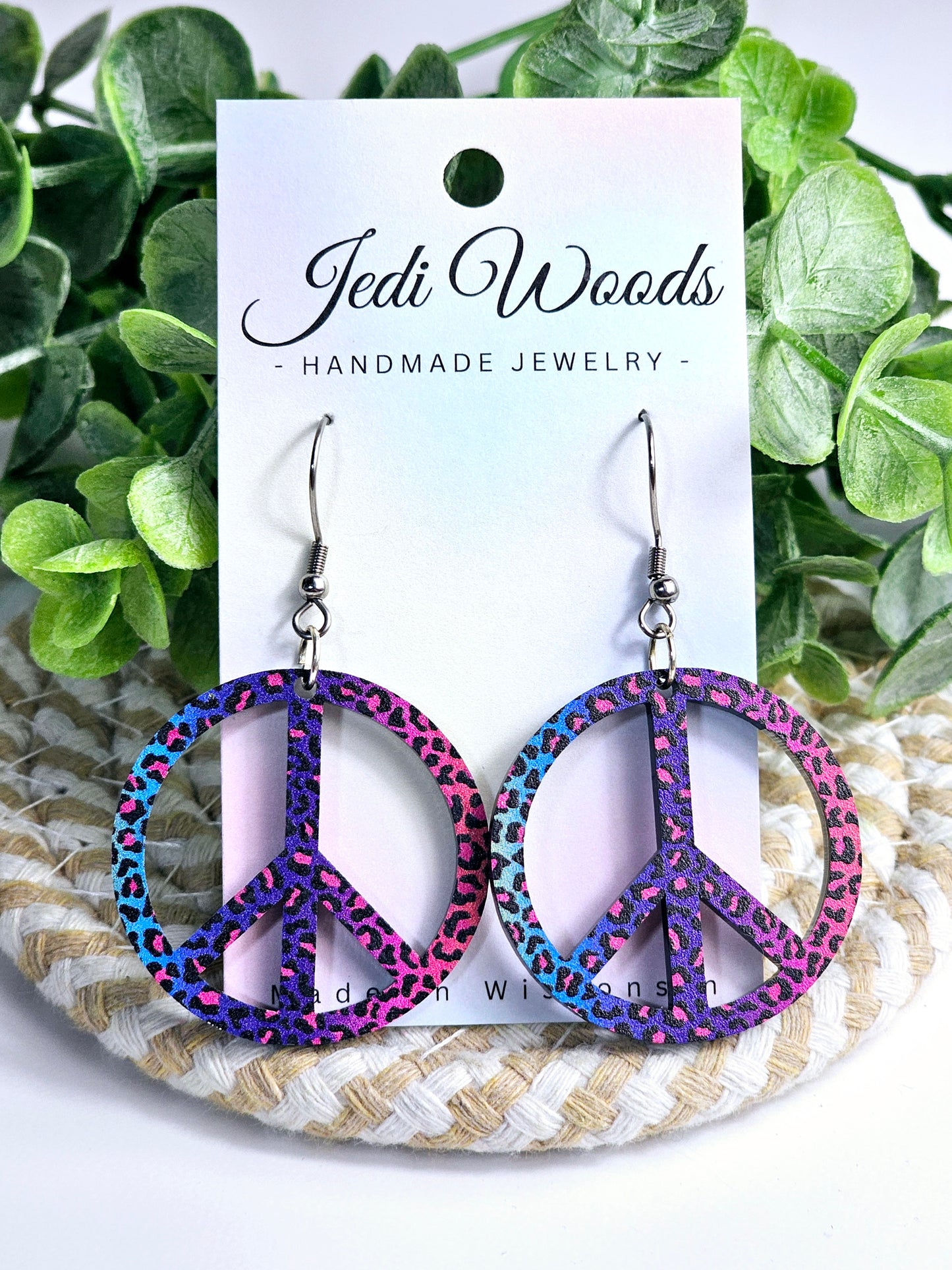 Rainbow Leopard Peace Dangles