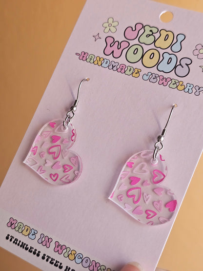 Scattered Pink Heart Earrings