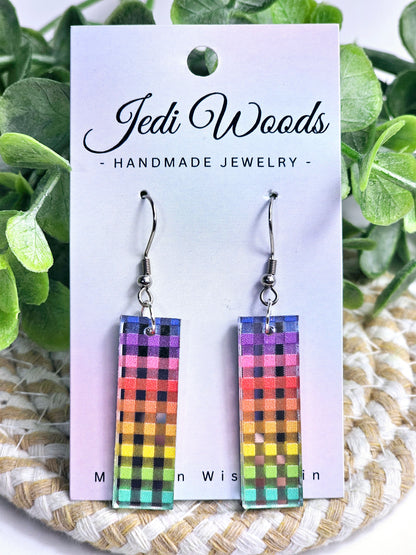 Metallic Rainbow Bar Dangles