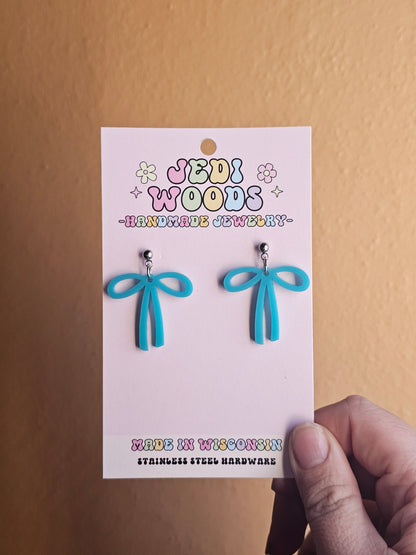 Matte Blue Bow Earrings