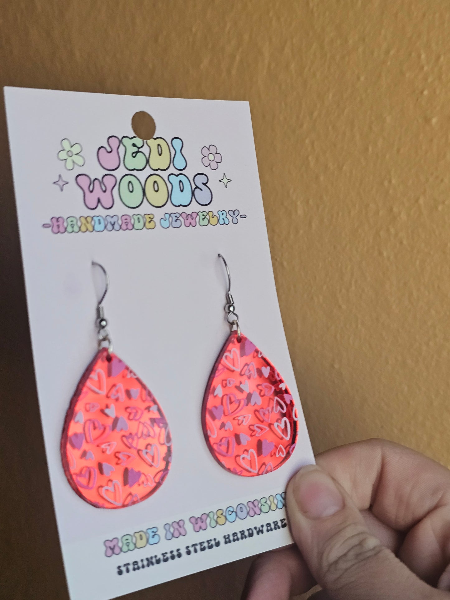 Scattered Heart Teardrop Earrings
