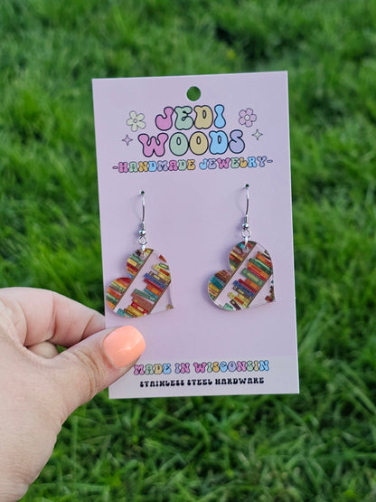 Book Heart Earrings