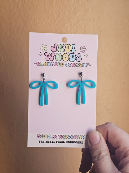 Matte Blue Bow Earrings
