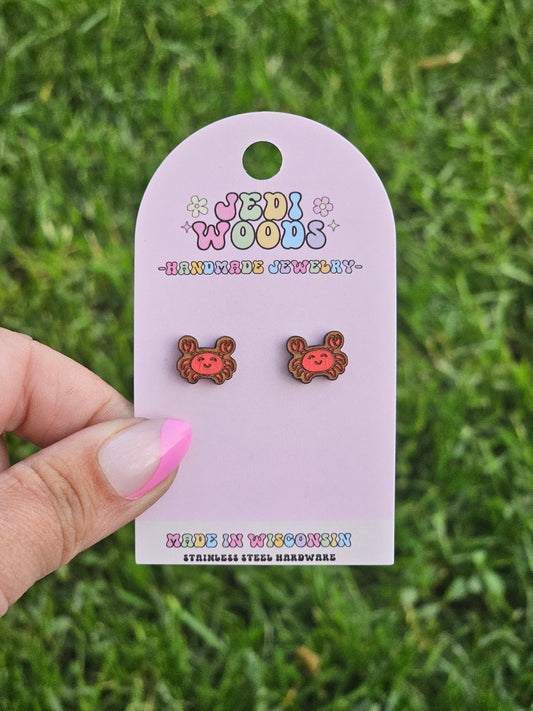 Red Crab Stud Earrings