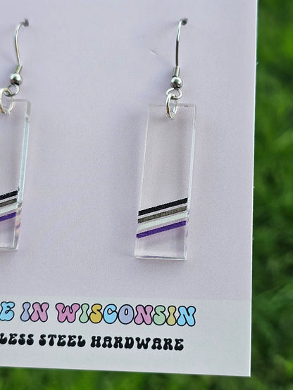Subtle Asexual Pride Bar Earrings