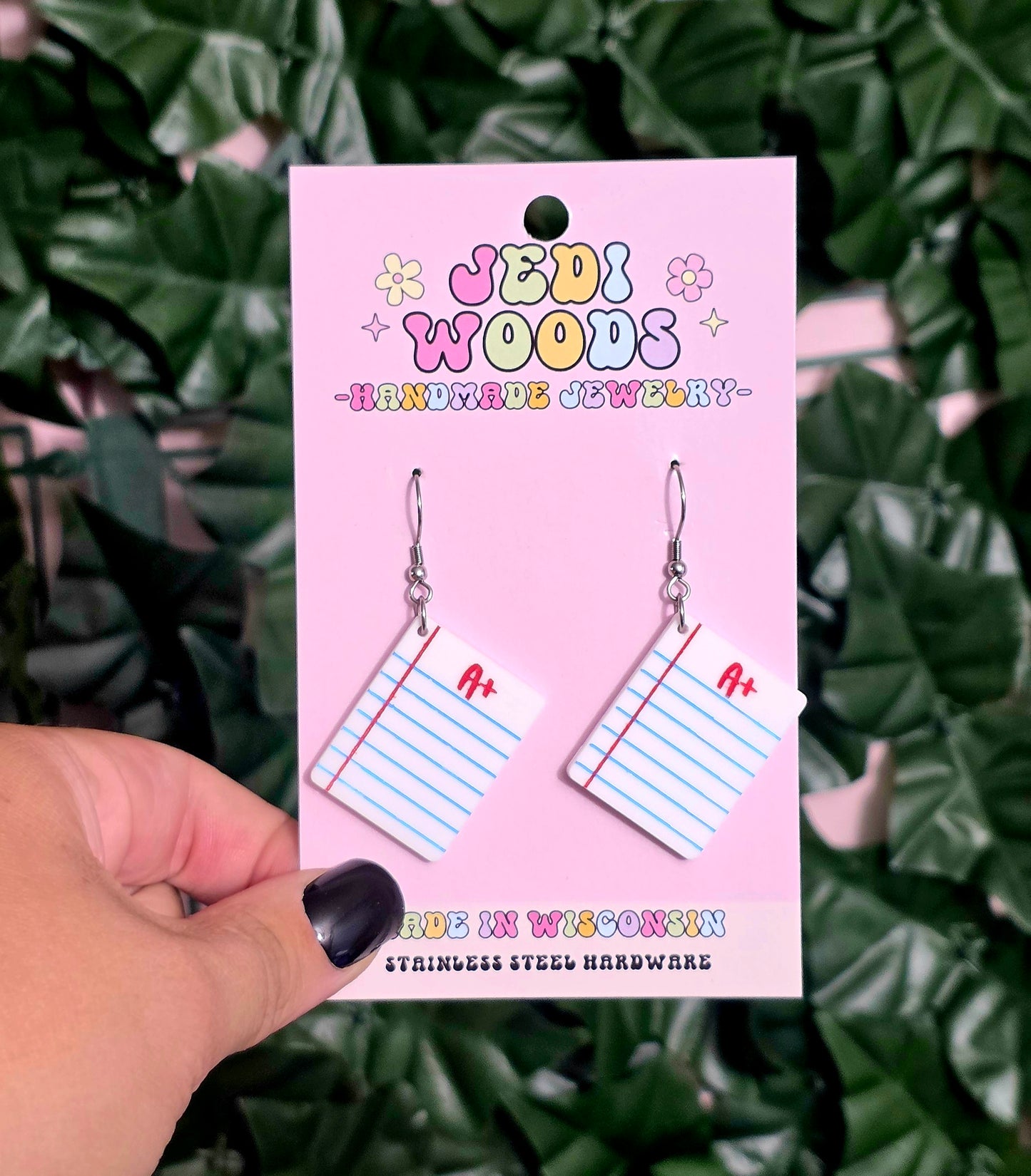 A+ Notebook Paper Earrings