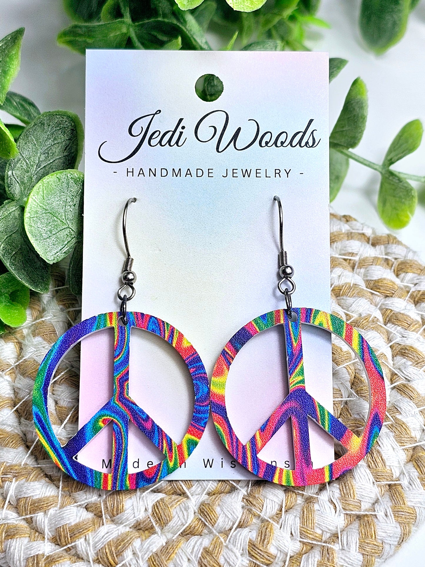 Large Peace Sign Earrings