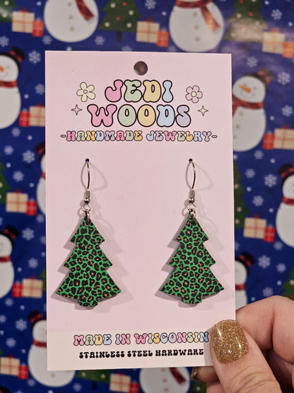 Green Leopard Christmas Tree Dangles