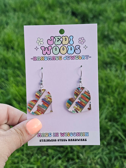 Book Heart Earrings