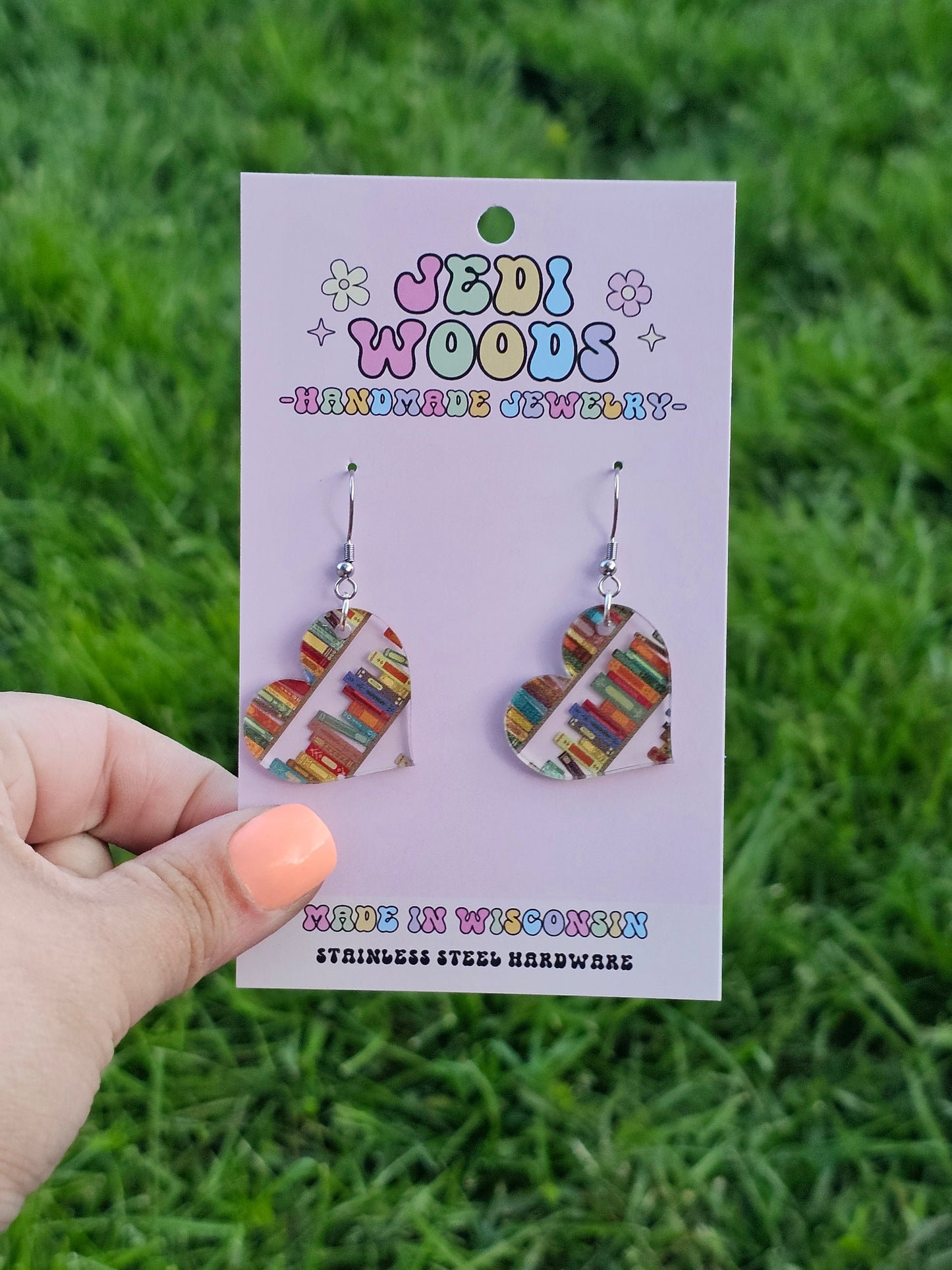 Book Heart Earrings