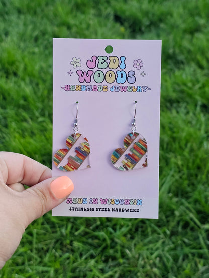Book Heart Earrings