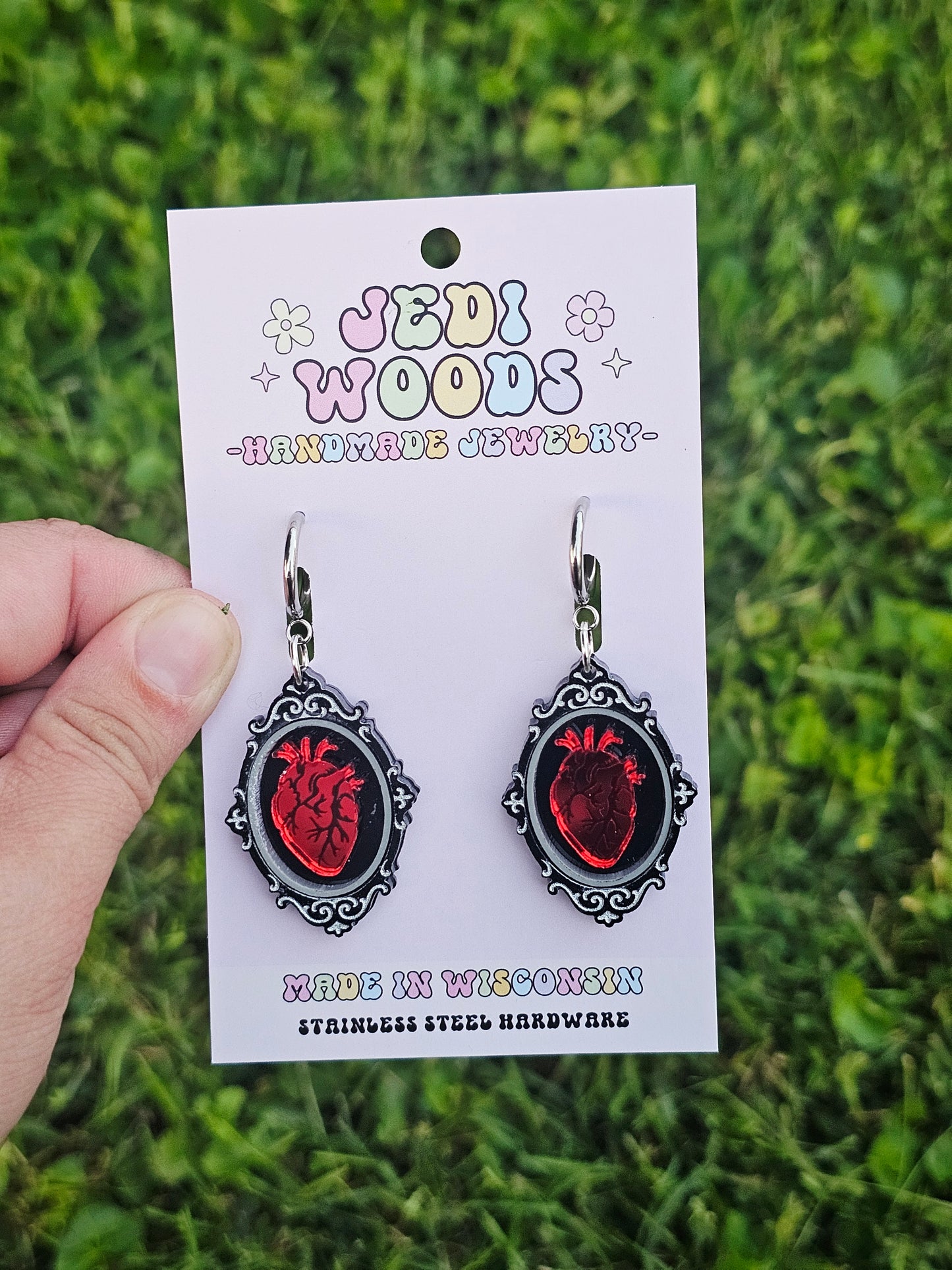 Beating Heart Speciman Frame Earrings