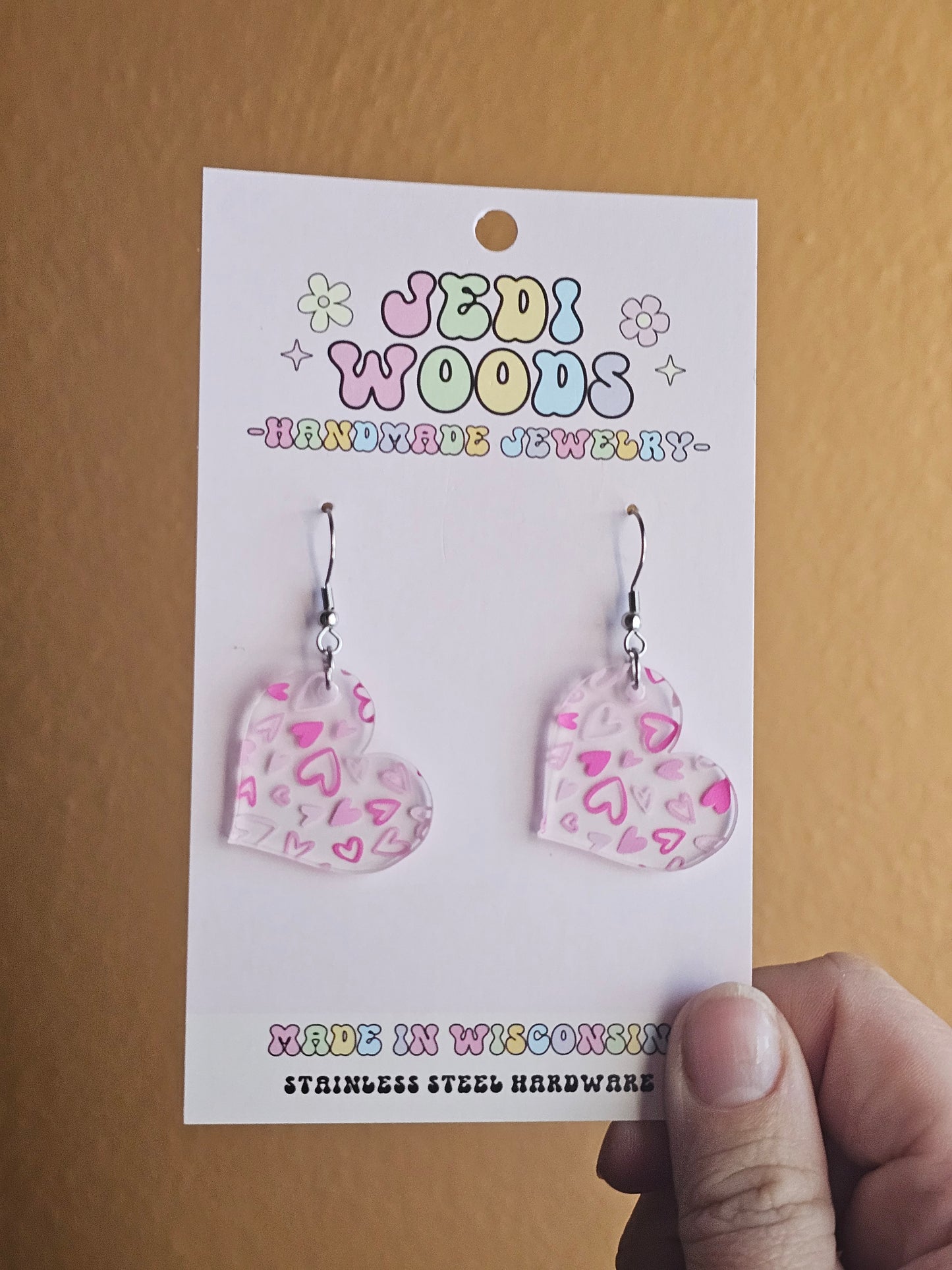 Scattered Pink Heart Earrings