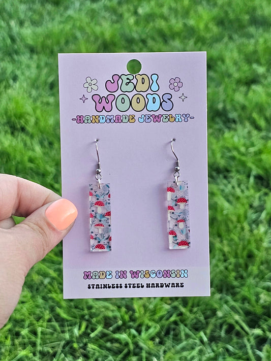 Red Mushroom Bar Earrings