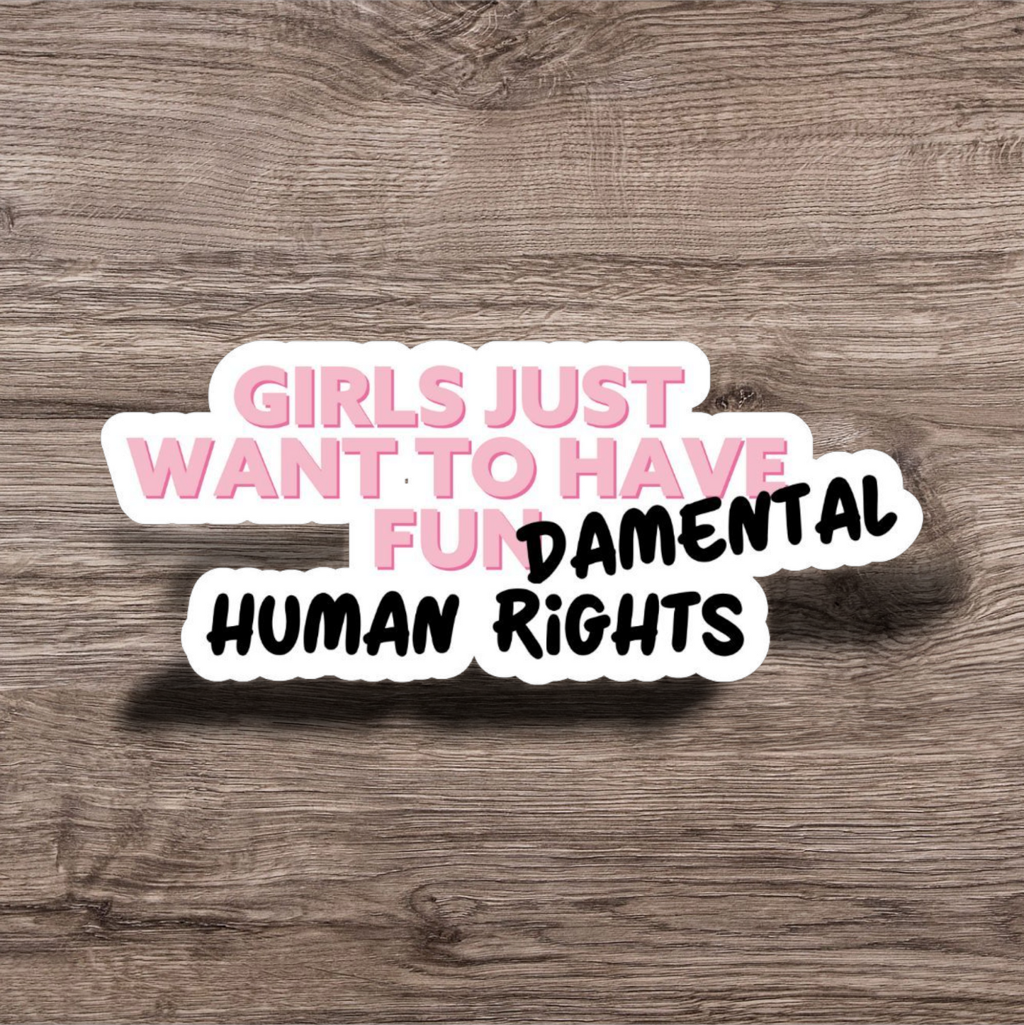 Girls Just Want Human Rights - 3 Inch Glossy Waterproof Sticker