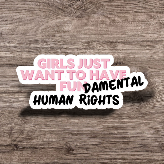Girls Just Want Human Rights - 3 Inch Glossy Waterproof Sticker
