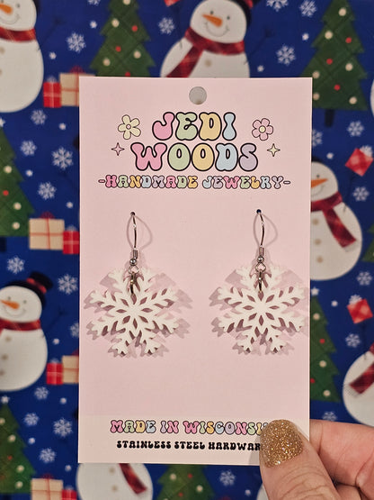 White Snowflake Earrings