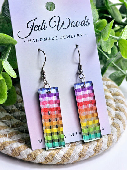 Metallic Rainbow Bar Dangles