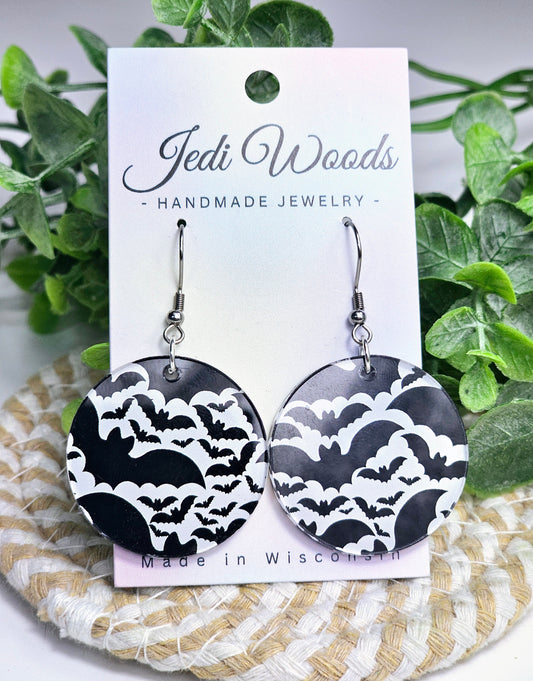 Black and White Medallion Earrings