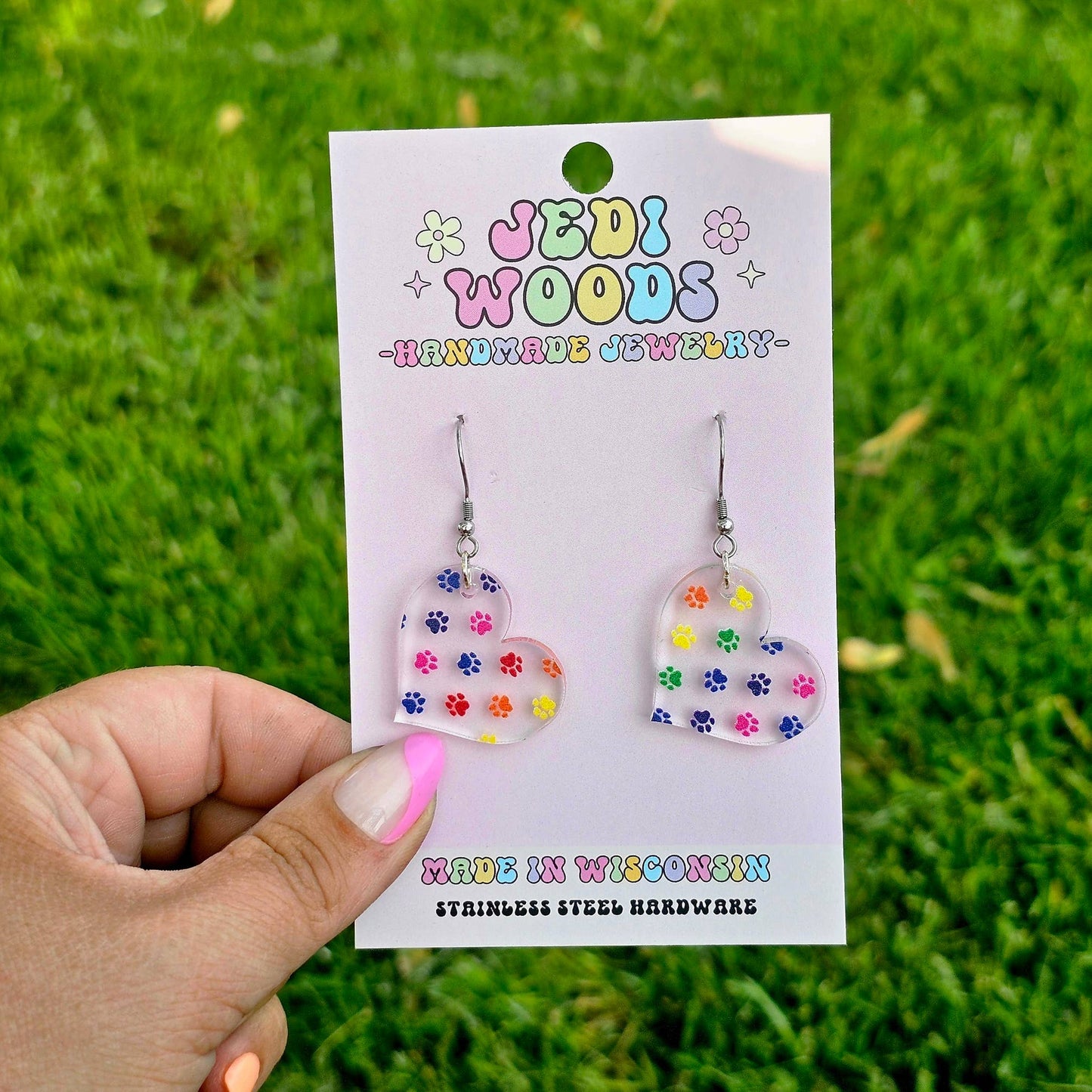 Rainbow Paw Print Earrings