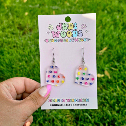 Rainbow Paw Print Earrings
