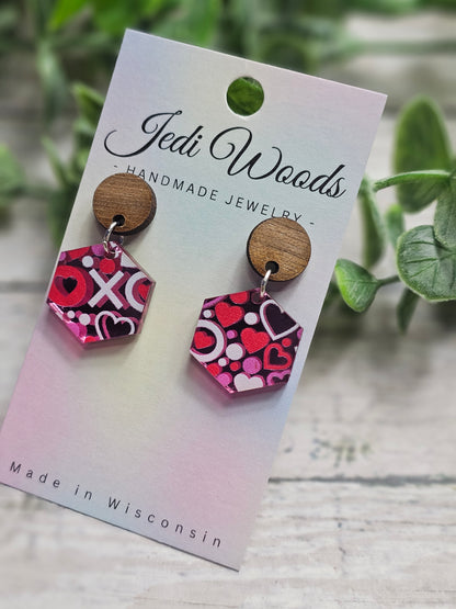 X and O Valentines Metallic Combo Earrings