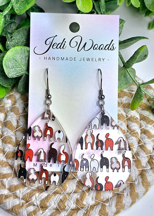 Dog Butt Teardrop Earrings