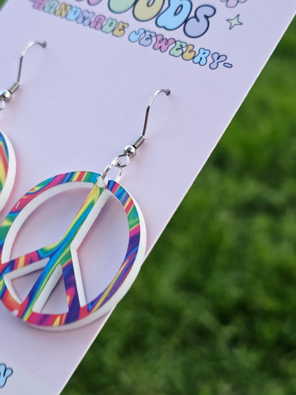 Large Peace Sign Earrings