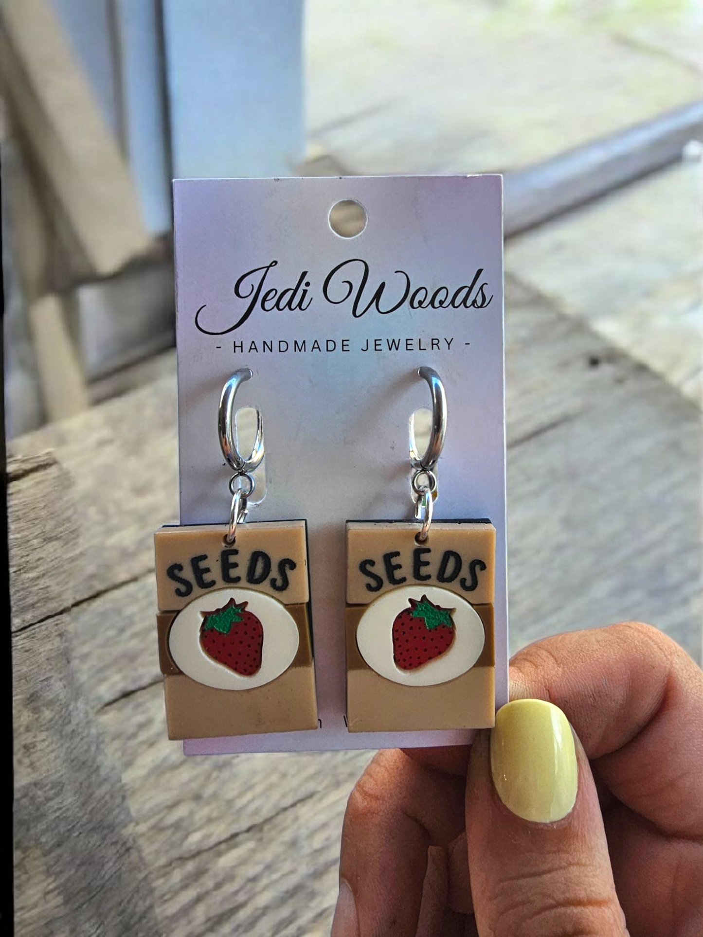 Strawberry Seed Packet Earrings