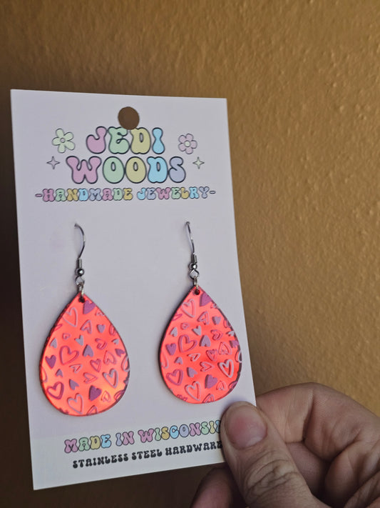 Scattered Heart Teardrop Earrings