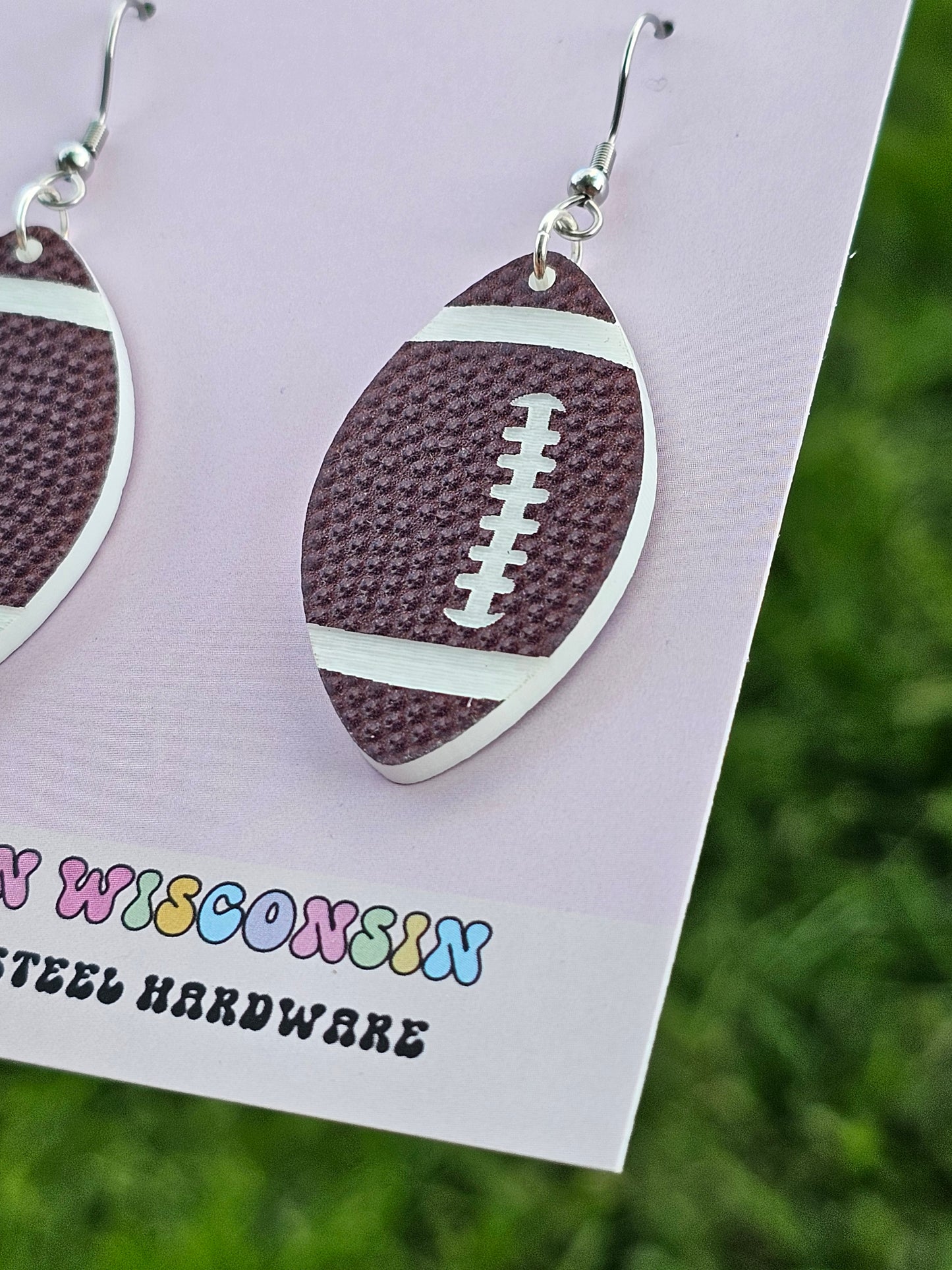 Textured Football Earrings (Two Sizes)