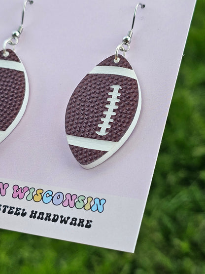 Textured Football Earrings (Two Sizes)