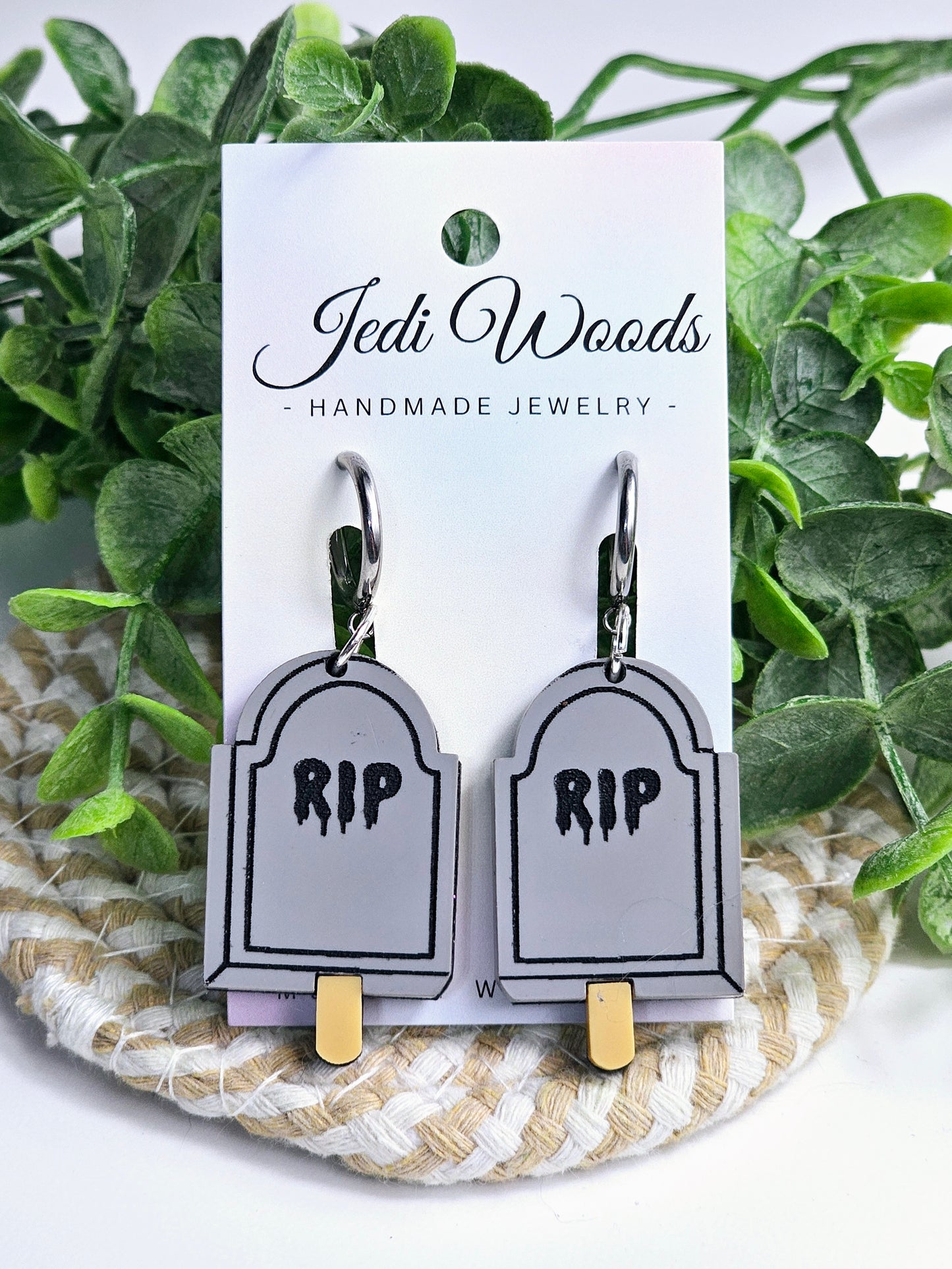 R.I.P Gravestone Popsicle Earrings