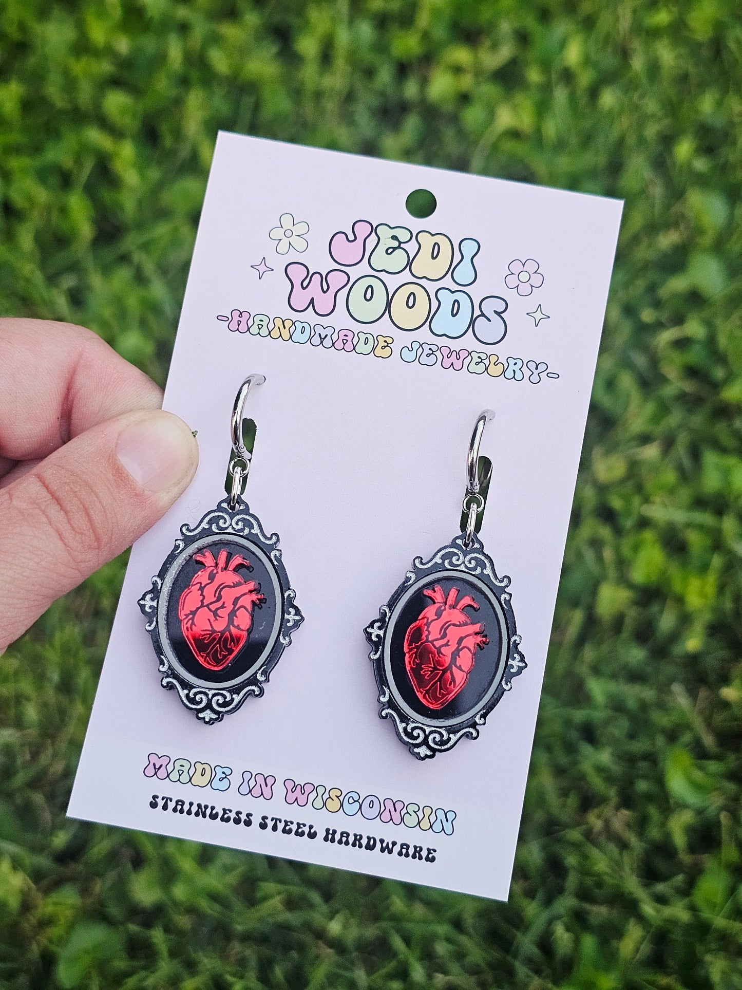 Beating Heart Speciman Frame Earrings