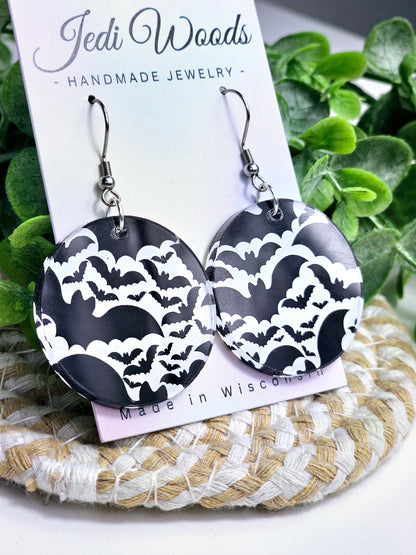 Black and White Medallion Earrings