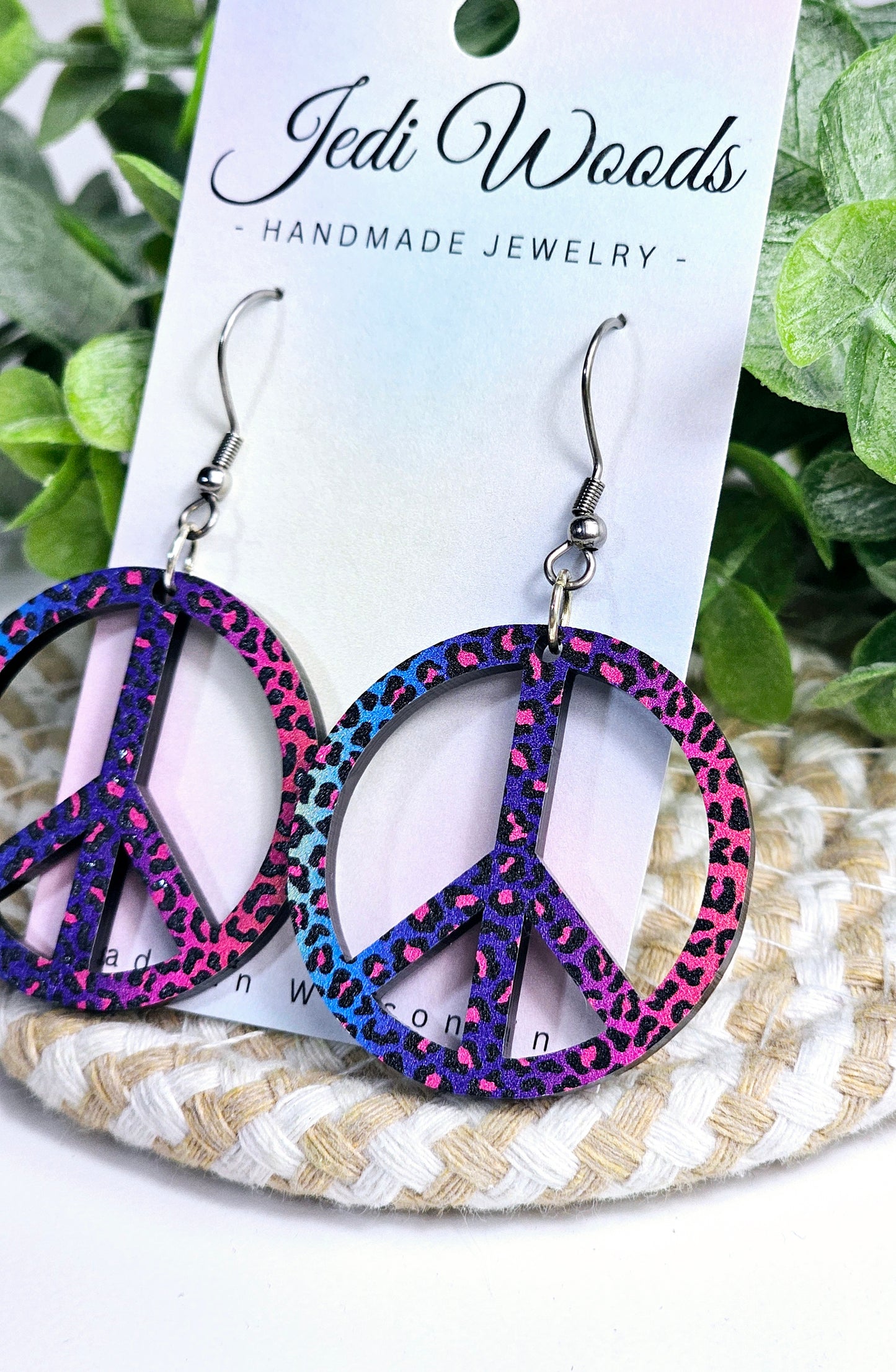 Rainbow Leopard Peace Dangles