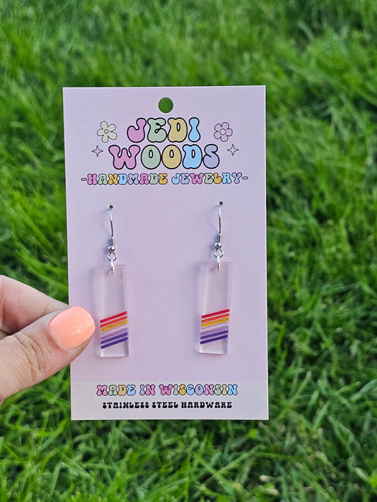 Subtle Lesbian Pride Bar Earrings