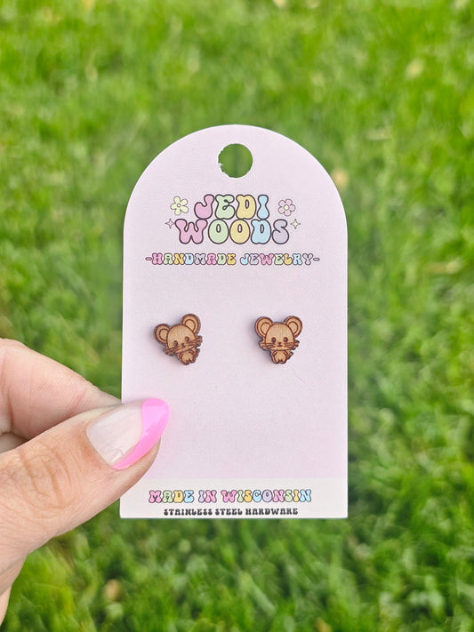 Wooden Mouse Studs