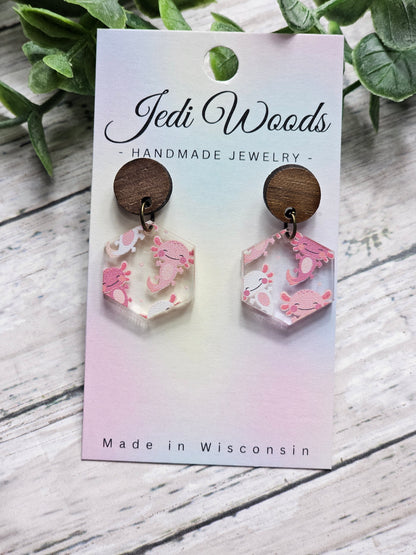 Pink Axolotl Combo Earrings