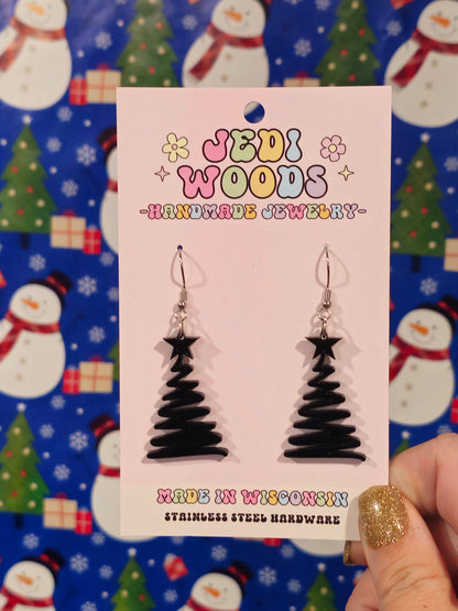Black Squiggly Christmas Trees