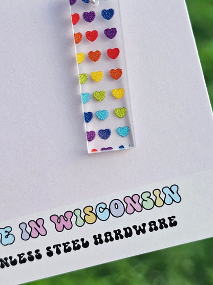 Rainbow Heart Bar Dangles