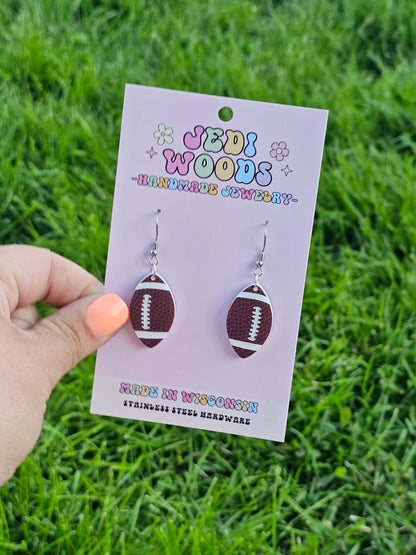Textured Football Earrings (Two Sizes)