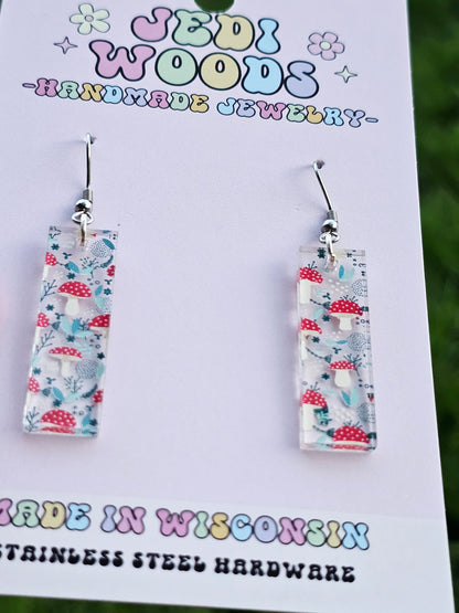 Red Mushroom Bar Earrings