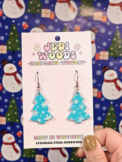 Sky Blue Snowflake Trees