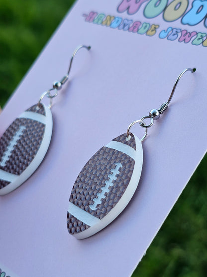 Textured Football Earrings (Two Sizes)